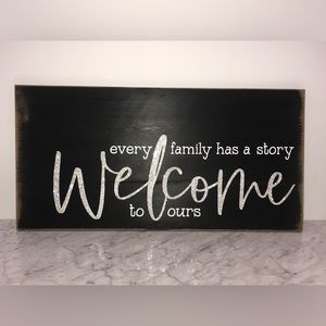 BNWT “Every Family Has A Story..Welcome To Ours" Wall Decor Swarovski Crystals